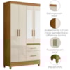 Guarda Roupa Solteiro Madri 4P Espelho 110 cm Freijo Off White Moval