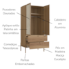 Guarda Roupa Solteiro Palhinha 28025 180x80 cm Hanover Artesano