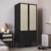 Guarda Roupa Solteiro Palhinha 28025 180x80 cm Nero Preto Artesano