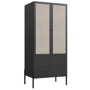 Guarda Roupa Solteiro Palhinha 28025 Pes Madeira 180x80 cm Nero Preto Artesano