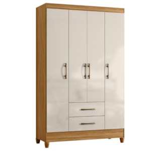 Guarda Roupa Solteiro Paraty 4 Portas 111 cm Freijo Off White Moval