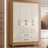 Guarda Roupa Solteiro Paraty 4 Portas 111 cm Freijo Off White Moval