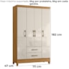 Guarda Roupa Solteiro Paraty 4 Portas 111 cm Freijo Off White Moval