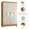 Guarda Roupa Solteiro Paraty 4 Portas 111 cm Freijo Off White Moval
