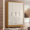 Guarda Roupa Solteiro Paraty 4 Portas 111 cm Freijo Off White Moval
