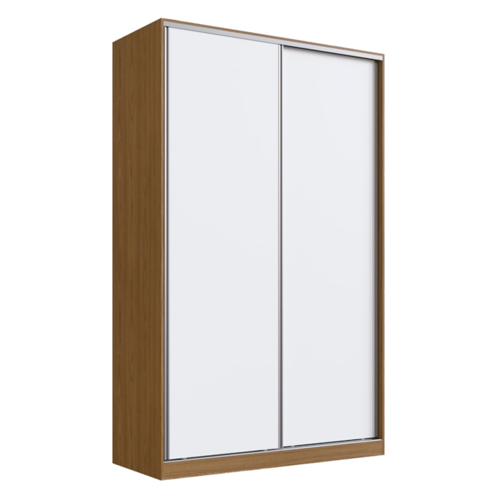 Guarda Roupa Solteiro RC2004 MDF 2 Portas 147 cm Freijó Natura Branco NOVAM