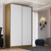 Guarda Roupa Solteiro RC2004 MDF 2 Portas 147 cm Freijó Natura Branco NOVAM