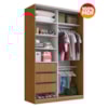 Guarda Roupa Solteiro RC2004 MDF 2 Portas 147 cm Freijó Natura Branco NOVAM