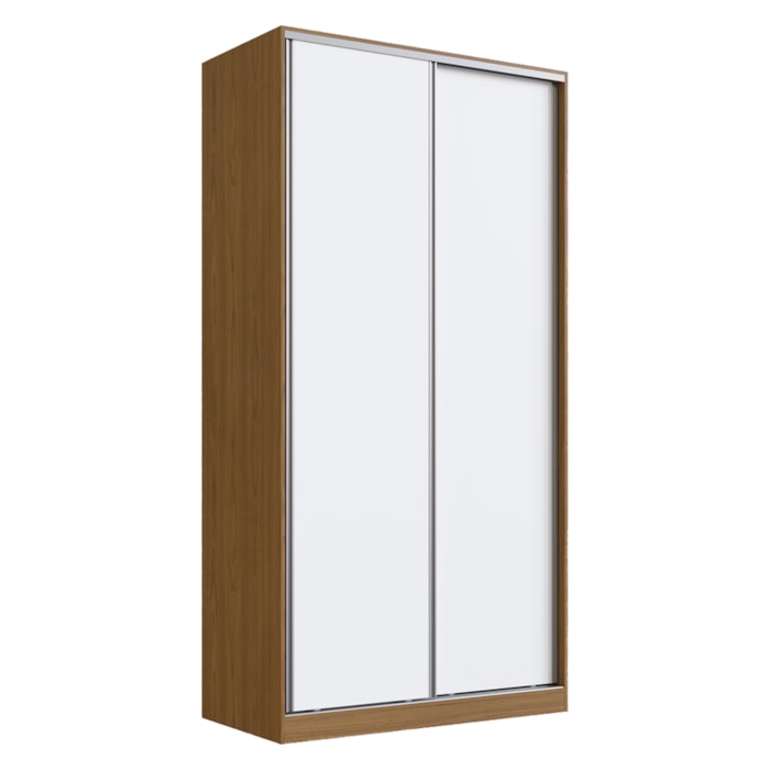 Guarda Roupa Solteiro RC2005 MDF 2 Portas 120 cm Freijó Natura Branco NOVAM