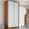 Guarda Roupa Solteiro RC2005 MDF 2 Portas 120 cm Freijó Natura Branco NOVAM