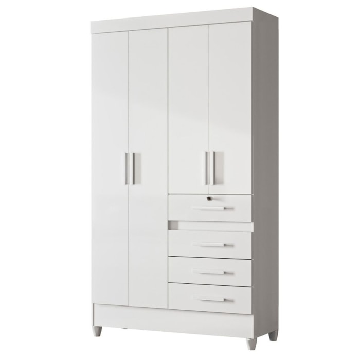 Guarda Roupa Solteiro Sobral 4P 110 cm Branco Flex Moval