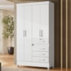Guarda Roupa Solteiro Sobral 4P 110 cm Branco Flex Moval