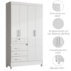 Guarda Roupa Solteiro Sobral 4P 110 cm Branco Flex Moval