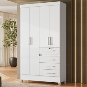 Guarda Roupa Solteiro Sobral 4P 110 cm Branco Flex Moval