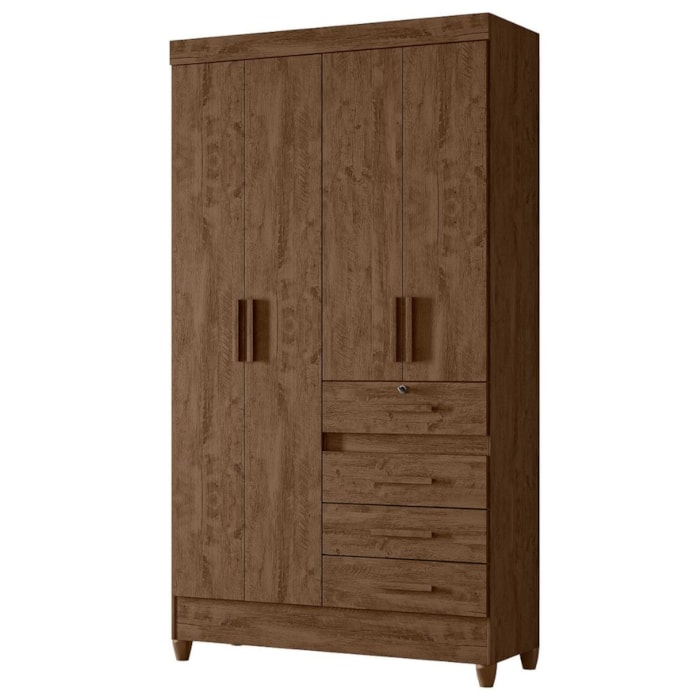 Guarda Roupa Solteiro Sobral 4P 110 cm Castanho Wood Moval