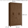 Guarda Roupa Solteiro Sobral 4P 110 cm Castanho Wood Moval