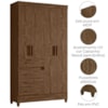 Guarda Roupa Solteiro Sobral 4P 110 cm Castanho Wood Moval