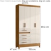 Guarda Roupa Solteiro Sobral 4P 110 cm Freijo Off White Moval