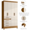 Guarda Roupa Solteiro Sobral 4P 110 cm Freijo Off White Moval