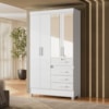 Guarda Roupa Solteiro Sobral 4P Espelho 110 cm Branco Flex Moval