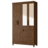Guarda Roupa Solteiro Sobral 4P Espelho 110 cm Castanho Wood Moval