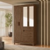 Guarda Roupa Solteiro Sobral 4P Espelho 110 cm Castanho Wood Moval
