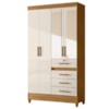 Guarda Roupa Solteiro Sobral 4P Espelho 110 cm Freijo Off White Moval