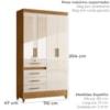 Guarda Roupa Solteiro Sobral 4P Espelho 110 cm Freijo Off White Moval
