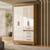 Guarda Roupa Solteiro Sobral 4P Espelho 110 cm Freijo Off White Moval