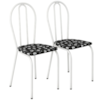 Kit 02 Cadeira Tubular America 004 Branco Assento Preto Flor ARTEF
