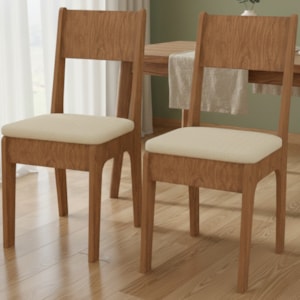 Kit 02 Cadeiras de Jantar Atenas CD01 Freijó Bege NOVAM