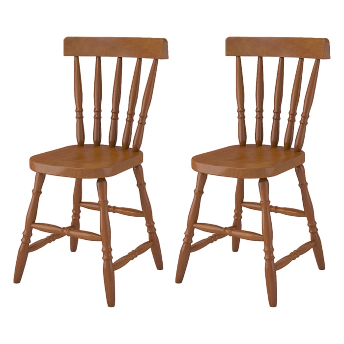 Kit 02 Cadeiras Madeira Macica Pes Torneados 150LB Mell Brilho Marjori