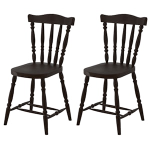 Kit 02 Cadeiras Madeira Macica Pés Torneados 250EA Castanho Acetinado Marjori