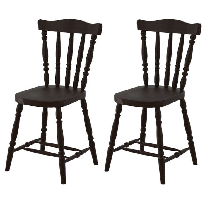 Kit 02 Cadeiras Madeira Macica Pés Torneados 250EA Castanho Acetinado Marjori