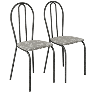 Kit 02 Cadeiras Tubular America 004 Cromo Preto Assento Iguatemi Branco ARTEF