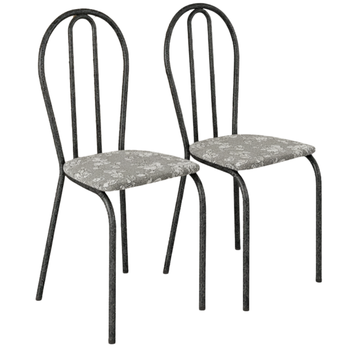 Kit 02 Cadeiras Tubular America 004 Cromo Preto Assento Iguatemi Branco ARTEF