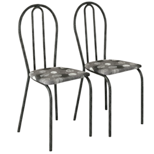 Kit 02 Cadeiras Tubular America 004 Cromo Preto Assento Pará ARTEF