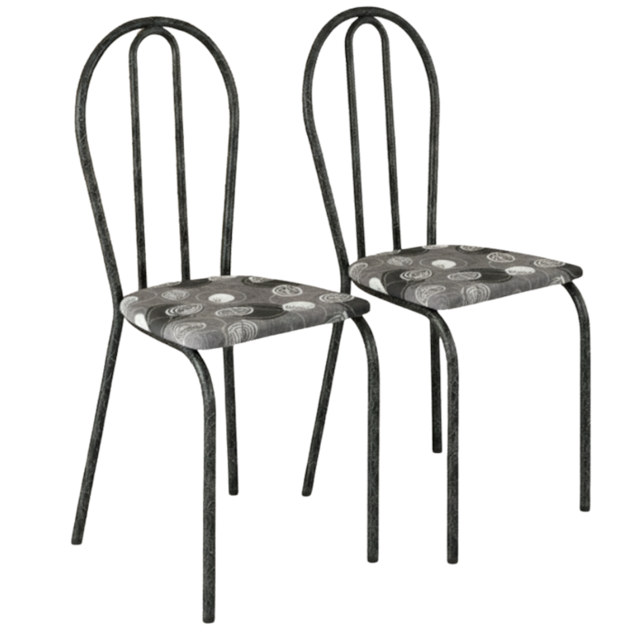 Kit 02 Cadeiras Tubular America 004 Cromo Preto Assento Pará ARTEF