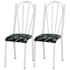Kit 02 Cadeiras Tubular America 021 Branco Assento Preto Flor ARTEF