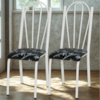 Kit 02 Cadeiras Tubular America 021 Branco Assento Preto Flor ARTEF