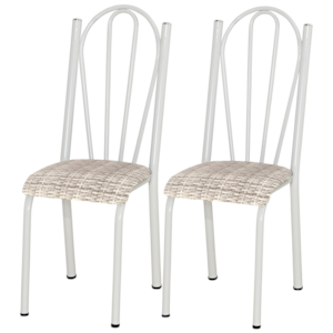 Kit 02 Cadeiras Tubular America 021 Branco Assento Rattan ARTEF