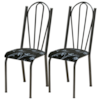 Kit 02 Cadeiras Tubular America 021 Cromo Preto Assento Preto Flor ARTEF