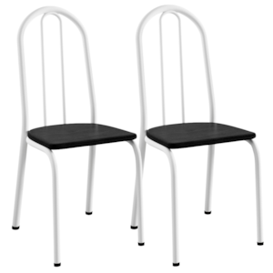 Kit 02 Cadeiras Tubular America 050 Branco Assento Preto ARTEF