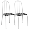 Kit 02 Cadeiras Tubular America 050 Branco Assento Preto Flor ARTEF