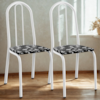 Kit 02 Cadeiras Tubular America 050 Branco Assento Preto Flor ARTEF