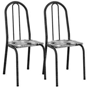 Kit 02 Cadeiras Tubular America 050 Cromo Preto Assento Pará ARTEF