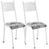 Kit 02 Cadeiras Tubular America 051 Branco Assento Floral Cinza ARTEF