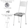 Kit 02 Cadeiras Tubular America 051 Branco Assento Floral Cinza ARTEF
