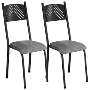 Kit 02 Cadeiras Tubular America 051 Preto Assento Platina ARTEF