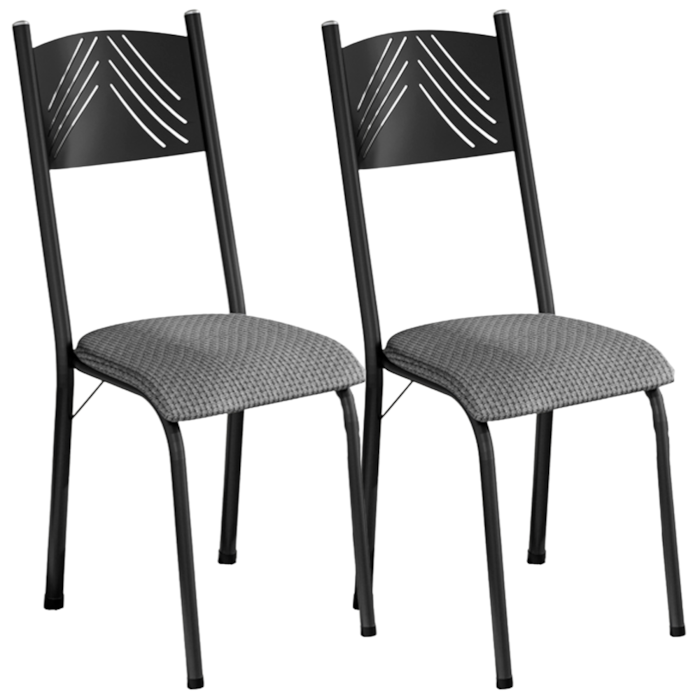 Kit 02 Cadeiras Tubular America 051 Preto Assento Platina ARTEF